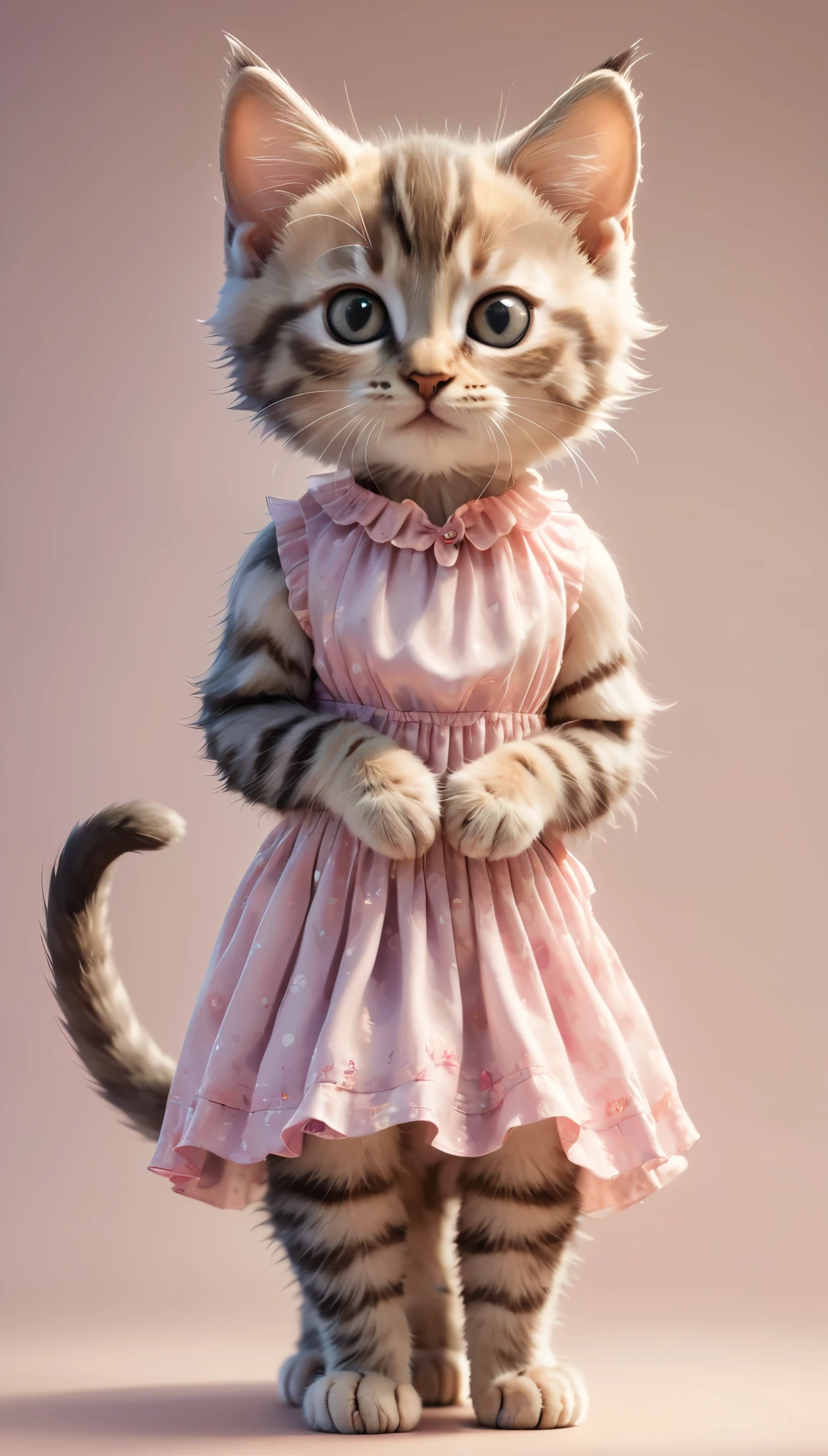 Kitten wearing a dress　Full body shot, looking straight into the camera