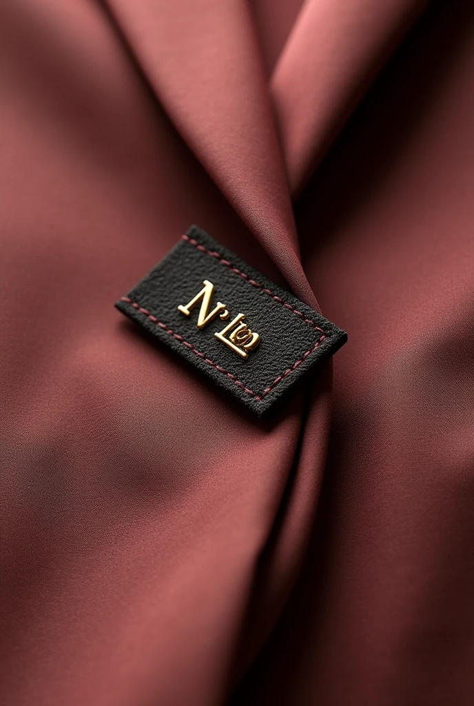 Create a close-up image of a section of a women's blazer made from the highest quality fabric. The fabric should have a luxurious and refined texture, reflecting the craftsmanship of high-end fashion brands. Ensure the image captures the fine details of the material, such as its smooth finish and subtle sheen. Include a small, elegantly designed N'Lin brand tag discreetly attached to the garment. The overall presentation should convey sophistication and premium quality, similar to the style of leading fashion brands like Chanel and Gucci. The lighting should highlight the fabric's texture and the brand tag clearly, showcasing the garment's attention to detail and luxury.