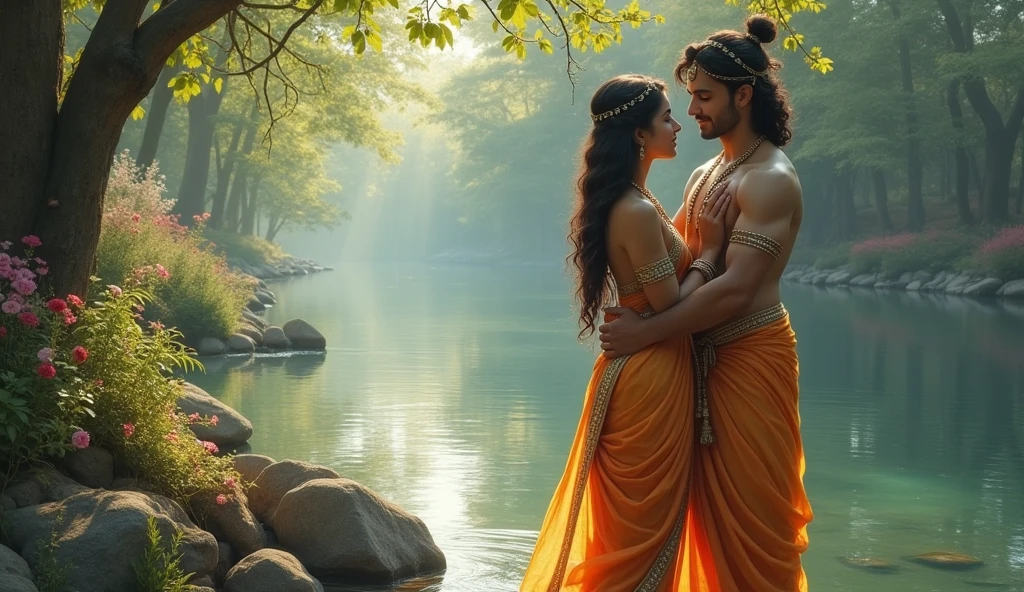 Photo of Radha Krishna in riverside