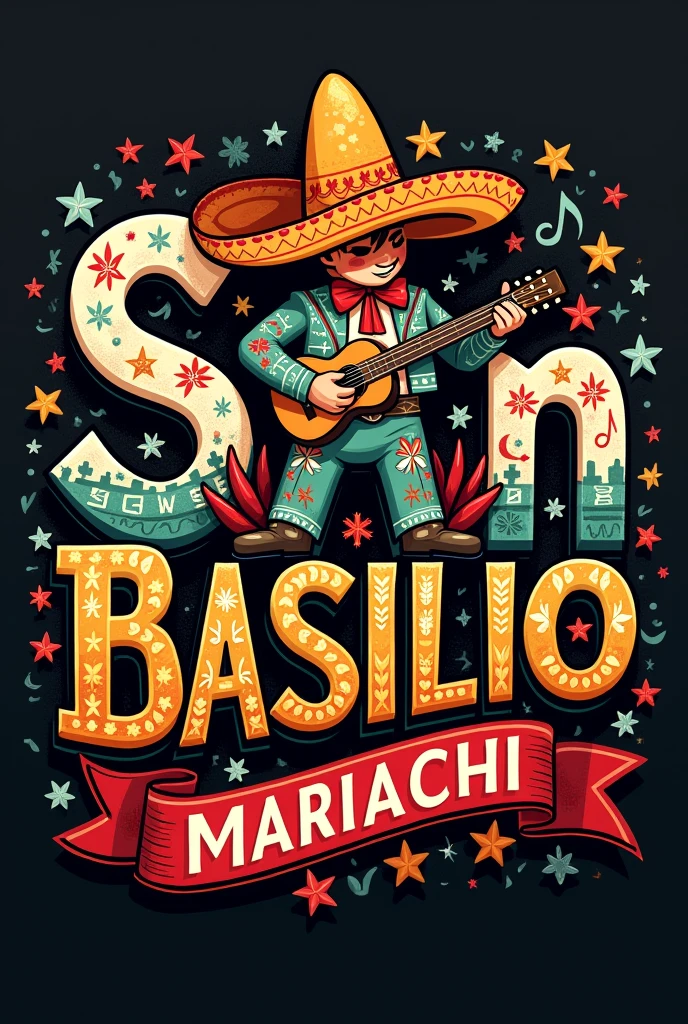 Logo with the letters of: San Basilio Mariachi