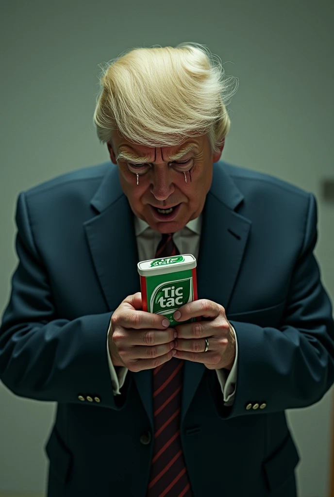 trump  crying holding tictac box