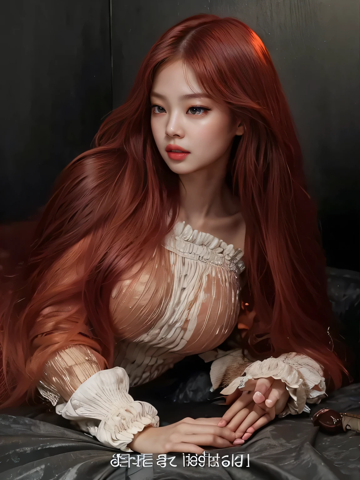 jennie blackpink hd mega huge breasts small waist giant hips hourglass long copper hair