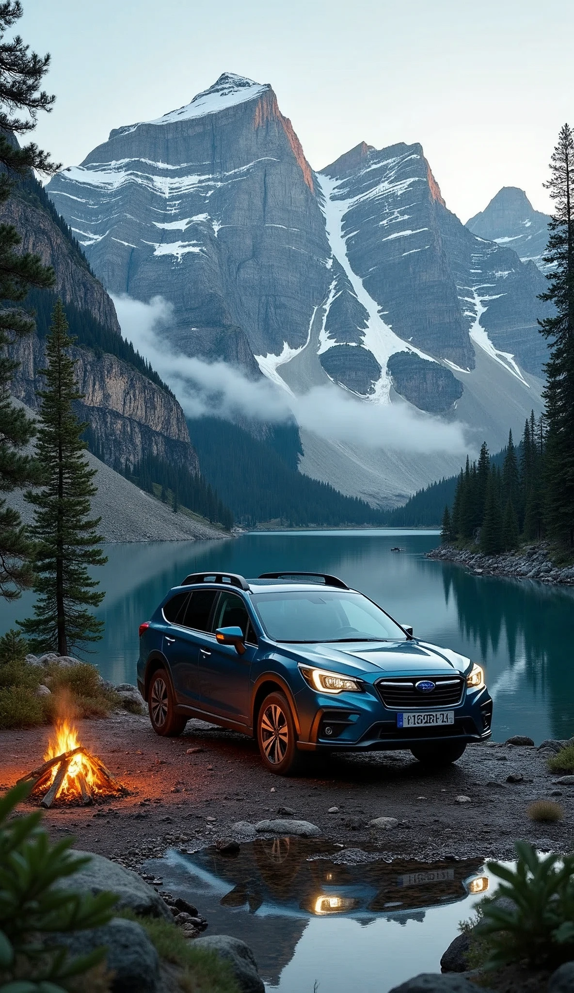 Car photography, Legacy Touring Wagon,BG5, subaru, Camping scene in the mountains