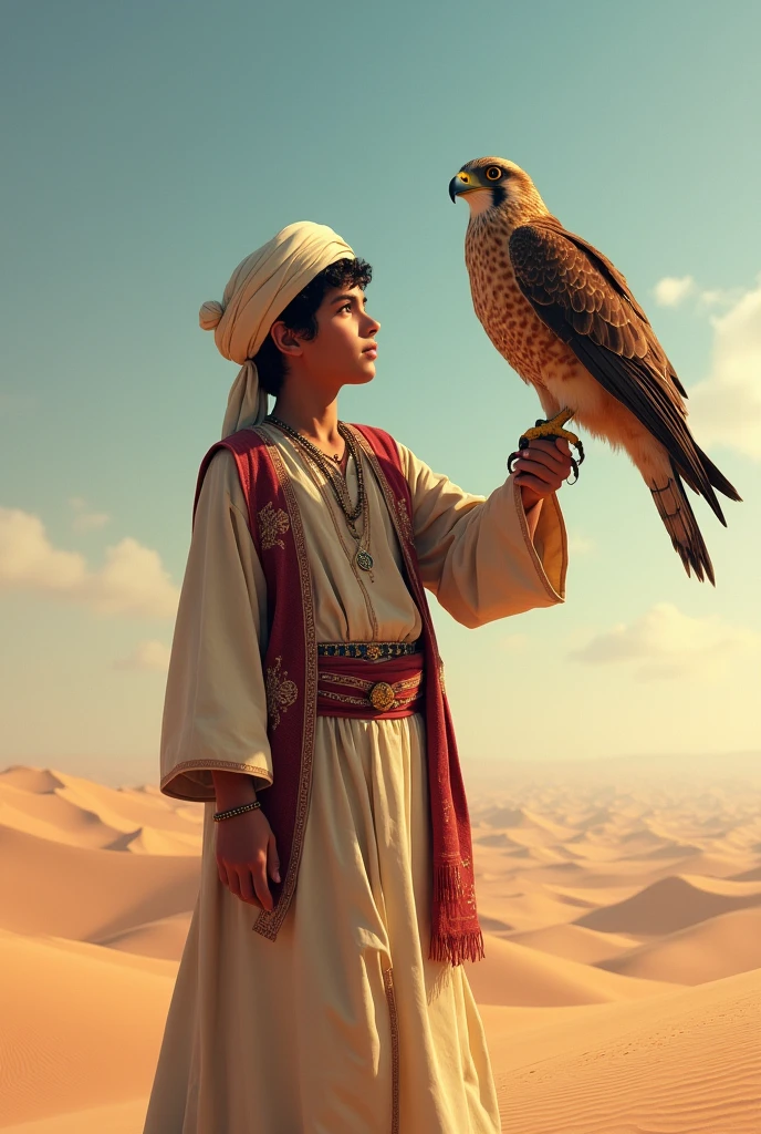 Arab boy with a falcon