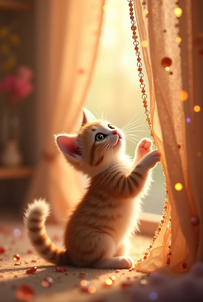 beads curtain design mini cat love
