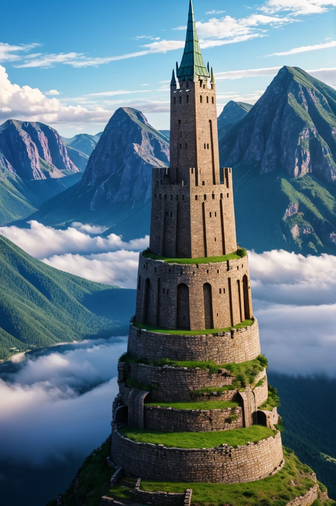 asgardian fortress tower in a mountain