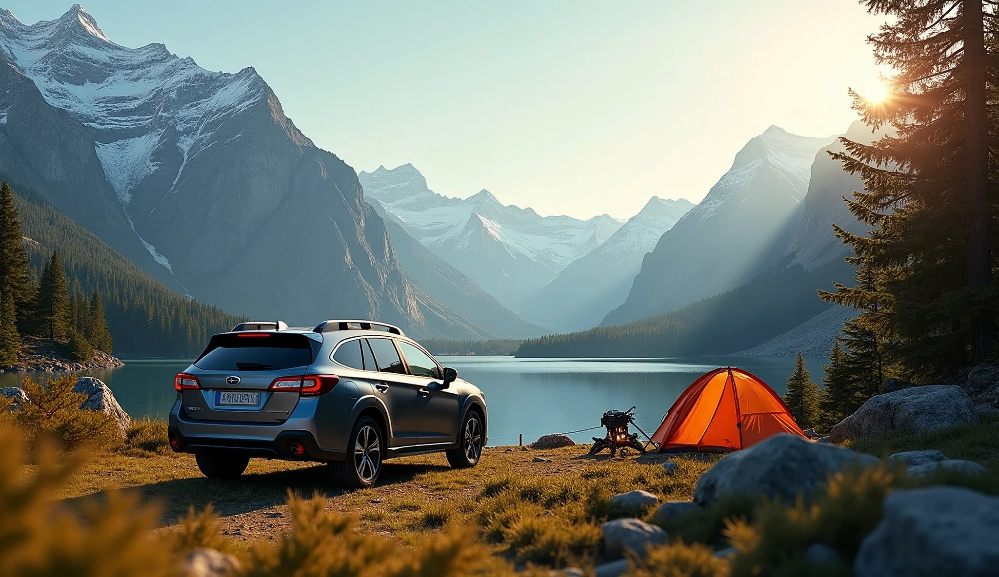 Car photography, Legacy Touring Wagon,BG5, subaru, Camping scene in the mountains