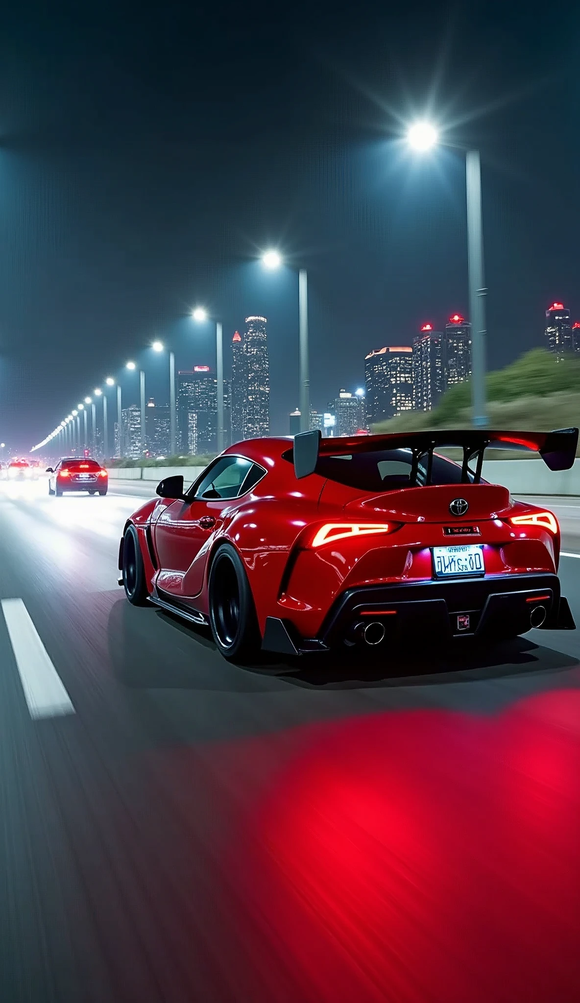 Car photography, RAW photo, Veilside Supra, toyota, Capital Expressway Battle at Night, Long Exposure, 