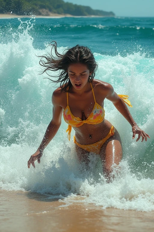 woman beach Drowning in a swimsuit