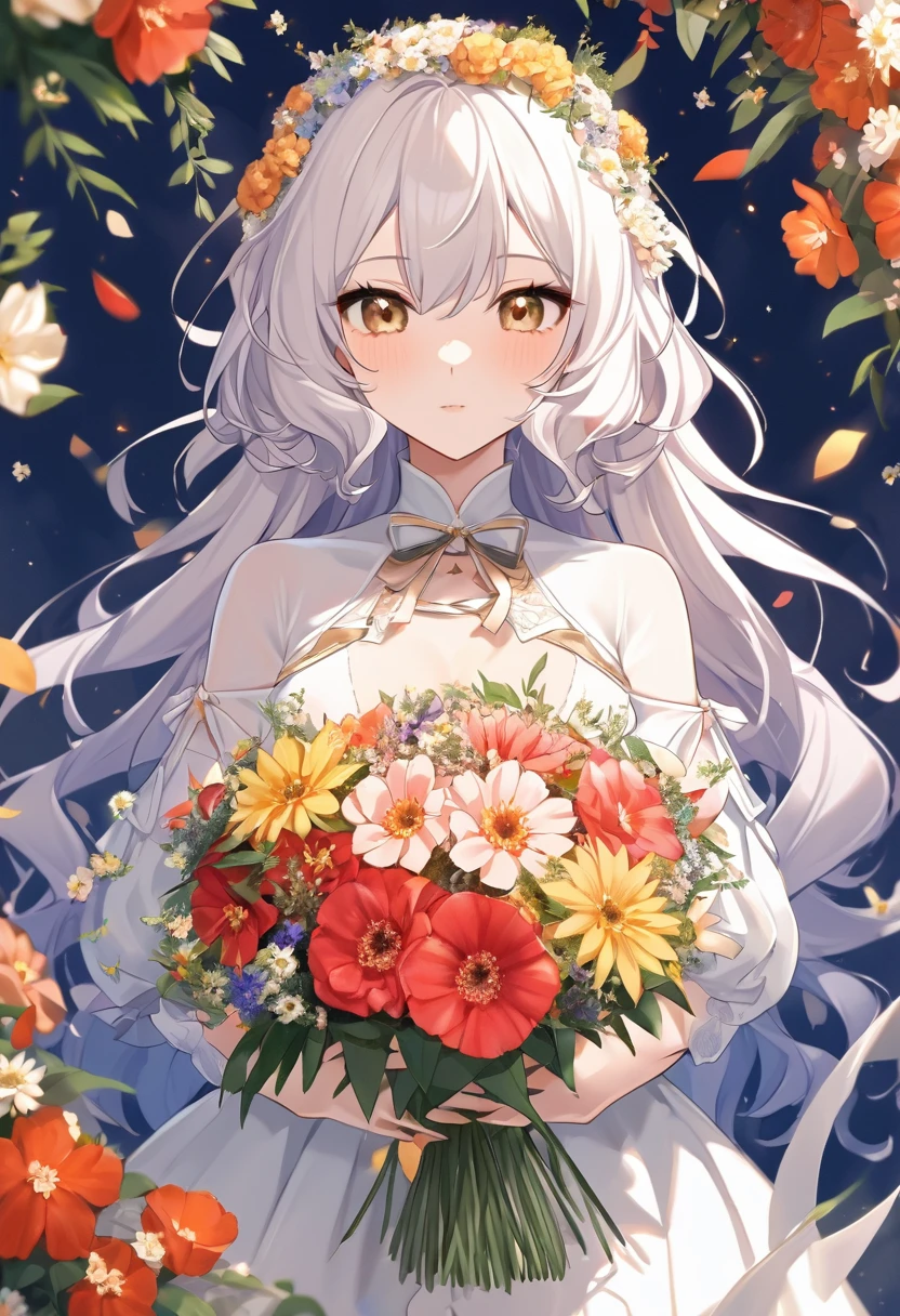 Close-up with a bouquet, Made of flowers少女, Girl in Flowers, Made of flowers, covered With flowers, With flowers, Carrying flowers, Full of flowers, Covered with flowers, Holding flowers, Lee Song, By Chiho Aoshima, By Niduan, Cute artwork, Jan Born, Send flowers to the heir&#39;cheek