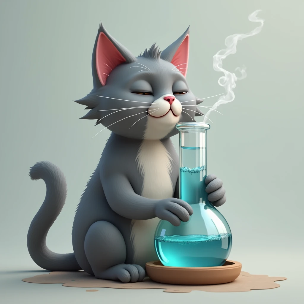 gray cat smoking bong water