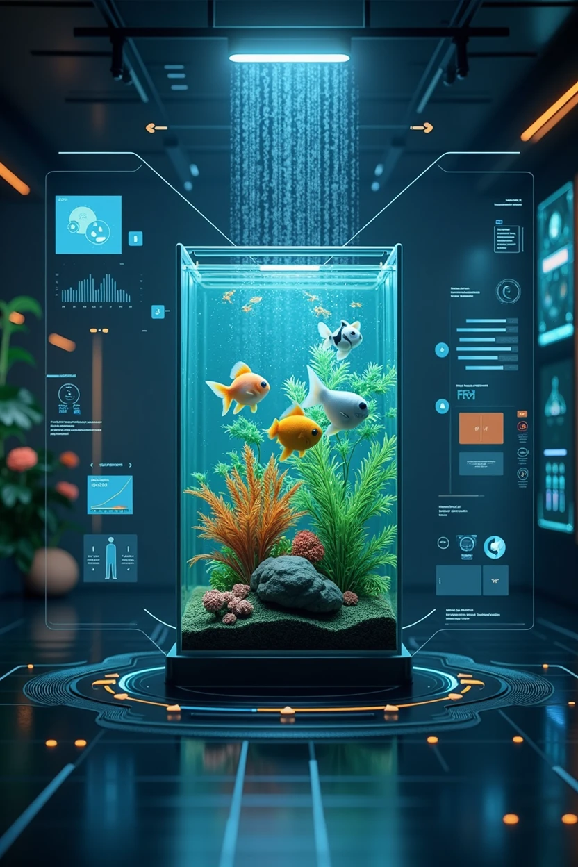 Technology，poster design，intelligent，machine，Fish Tank，Computer Management