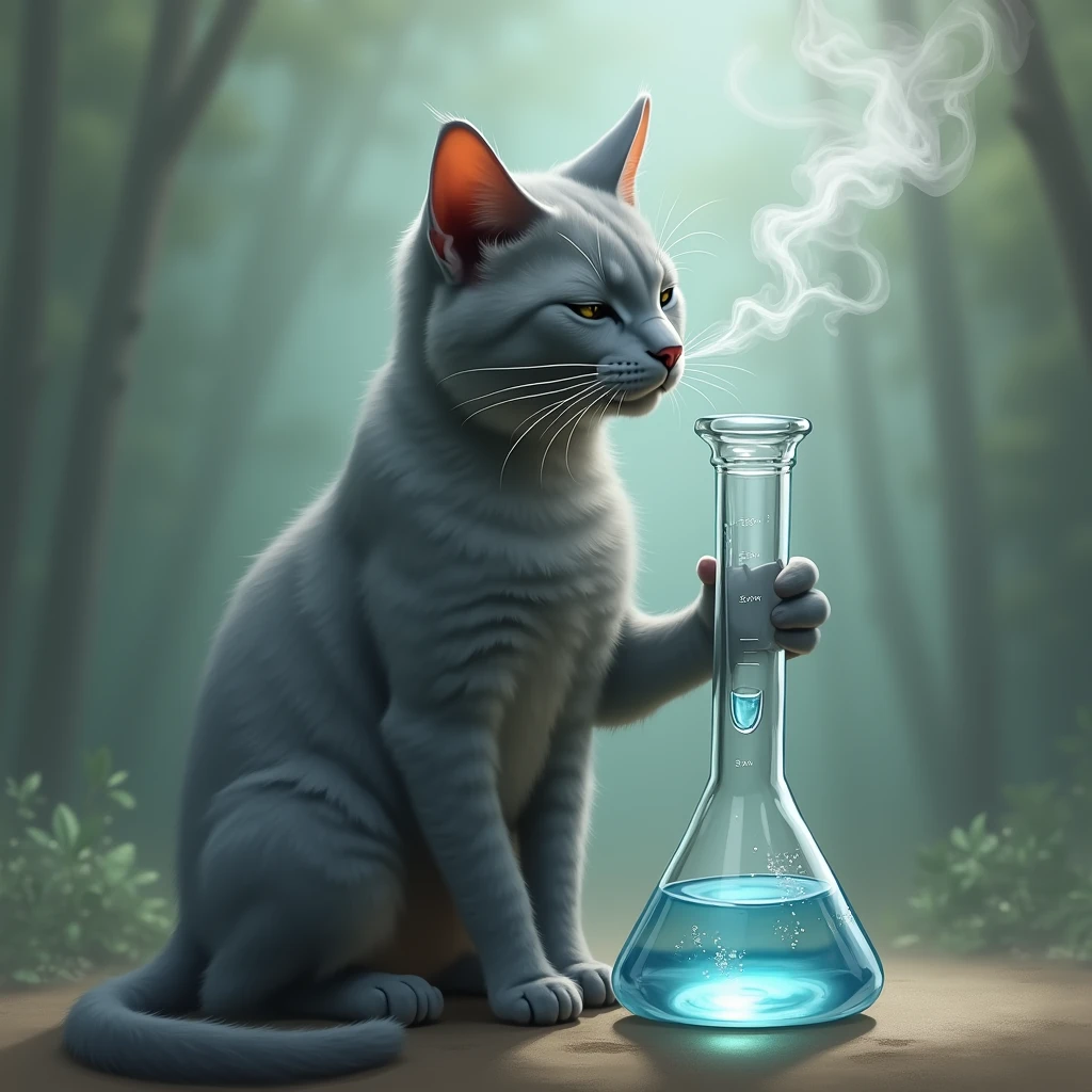 gray cat smoking bong water 
