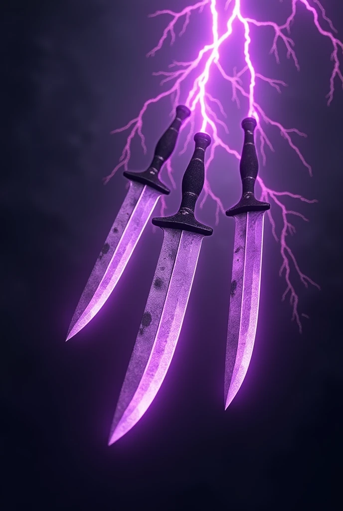Thrown knife 3 copies Clad in purple lightning