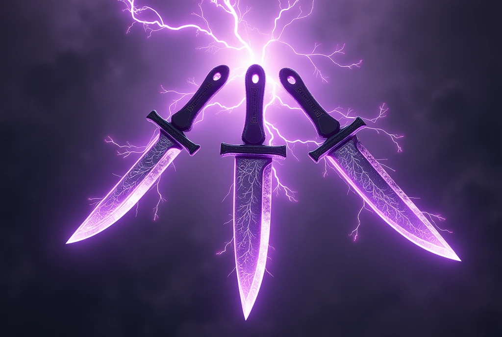 Thrown knife 3 copies Clad in purple lightning