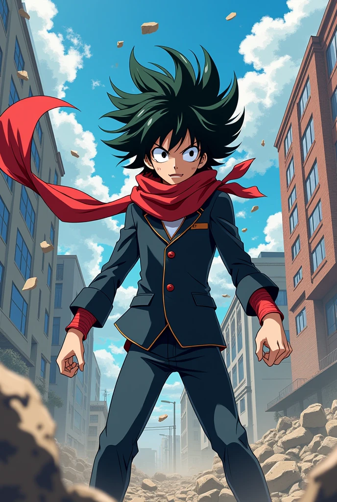 Shota Aizawa from My Hero Academia, heroic scene, power activated, faithful to anime