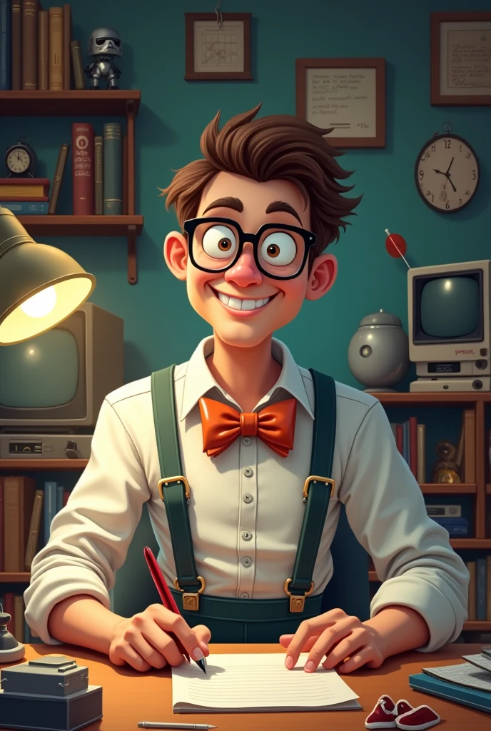 A man dressing like a nerd 