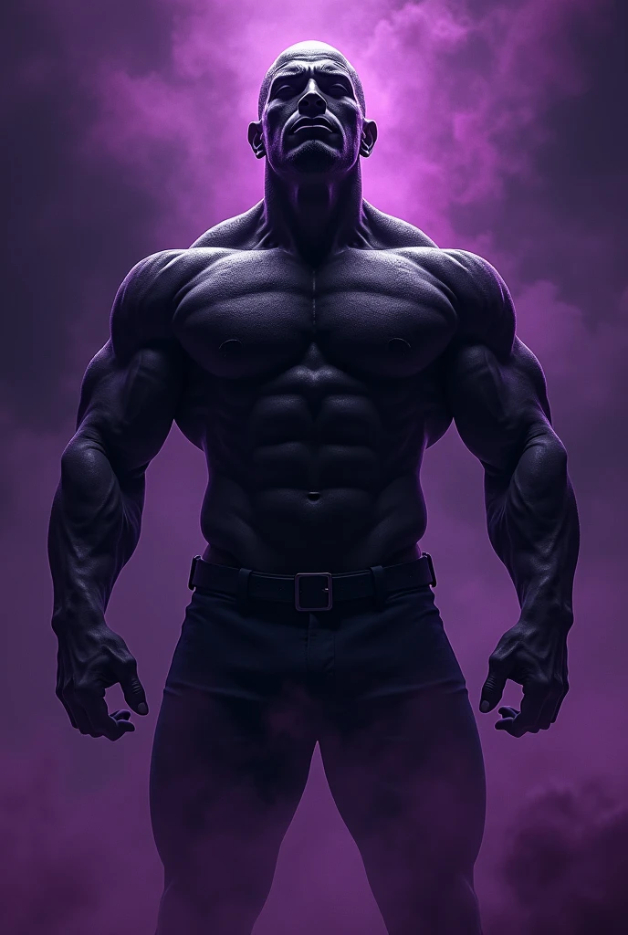 A average strong guy black colour and purple colour in his around and back ground is black