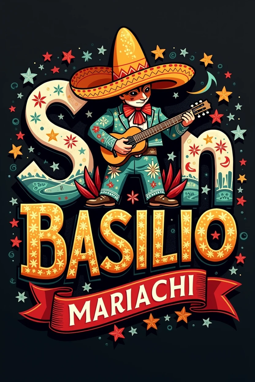 Logo with the letters of: San Basilio Mariachi