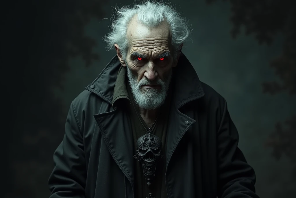 a scary old homeless man with a red eyes and a sack on his back, a frightened looking at him, detailed face, highly detailed, photorealistic, 8k, award winning, dramatic lighting, dark mood, gloomy, dramatic, cinematic, horror, masterpiece, ultra-detailed, intricate detail, photorealistic, extremely detailed, hyper realistic, digital art, concept art, striking, ominous, unsettling, disturbing, menacing, intense, sinister, macabre, gothic, dark fantasy, chiaroscuro, brooding, moody, atmospheric, dramatic, cinematic, neo-gothic, high contrast, moody lighting