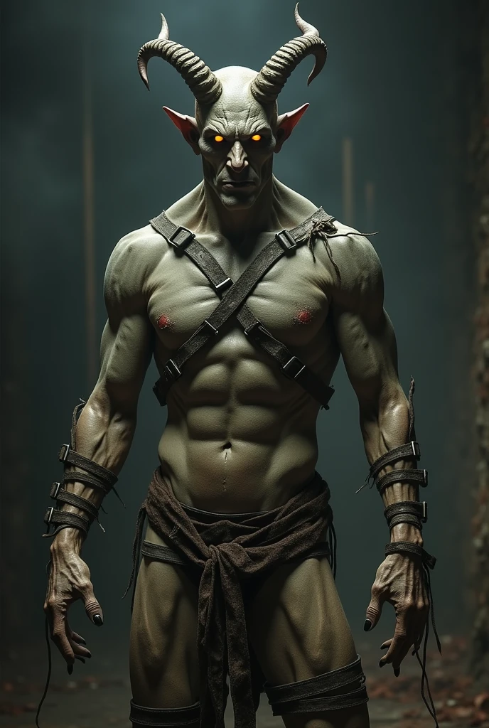 straitjacket from the Middle Ages on a sexy demon