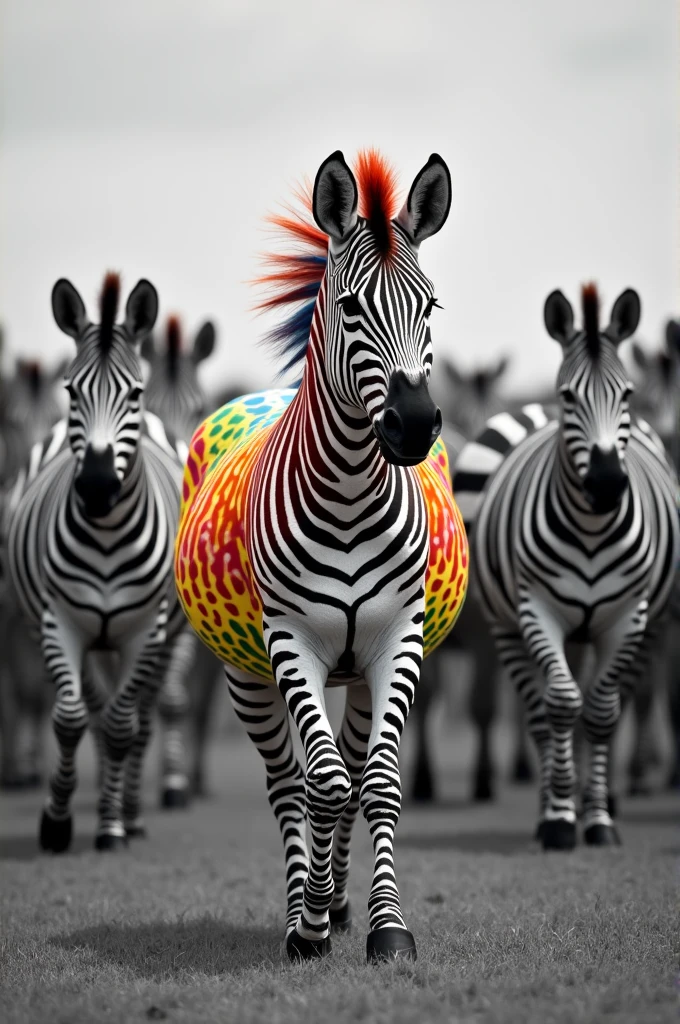 In black and white, the zebras roam,
But one stood out, not monochrome.
This zebra wore colors, bright and bold,
A rainbow horse, a sight to behold.
With polka dots and stripes of red,
Blue and yellow on his head.
He danced and pranced, with joy so clear,
The most colorful zebra, far and near.
The others laughed, "That's not our way!"
But he just smiled, "I'll dress this way.
For life’s too short to wear just one hue,
I’ll be a rainbow, not just black and blue!"