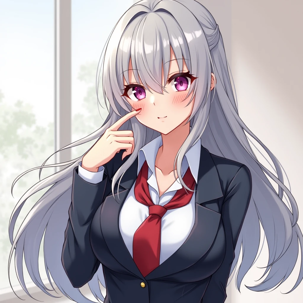 Woman
Large breasts
Uniform
Student
Silver hair
Erotic
