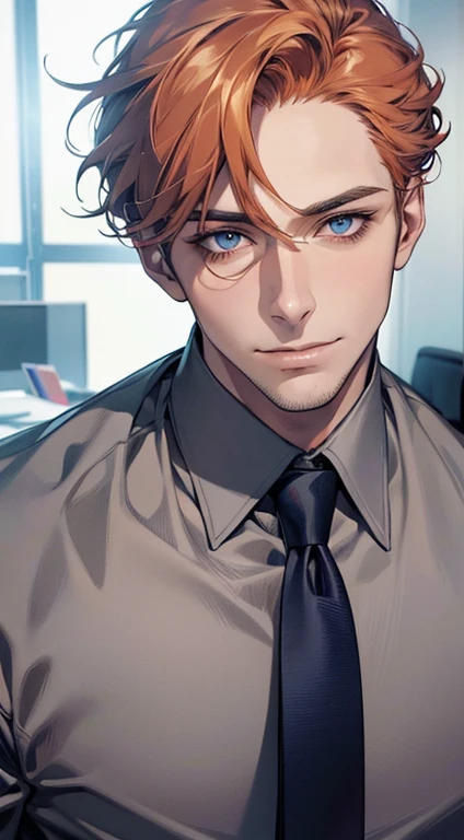 (best quality,4k,8k,highres,masterpiece:1.2),ultra-detailed,(realistic,photorealistic,photo-realistic:1.37),1 man,31 years old,mature man,very handsome,without expression,smile,short grey b
Orange hair,blue eyes,penetrating gaze,perfect face without errors,imposing posture,businessman,office background,cinematic lighting,hdr image