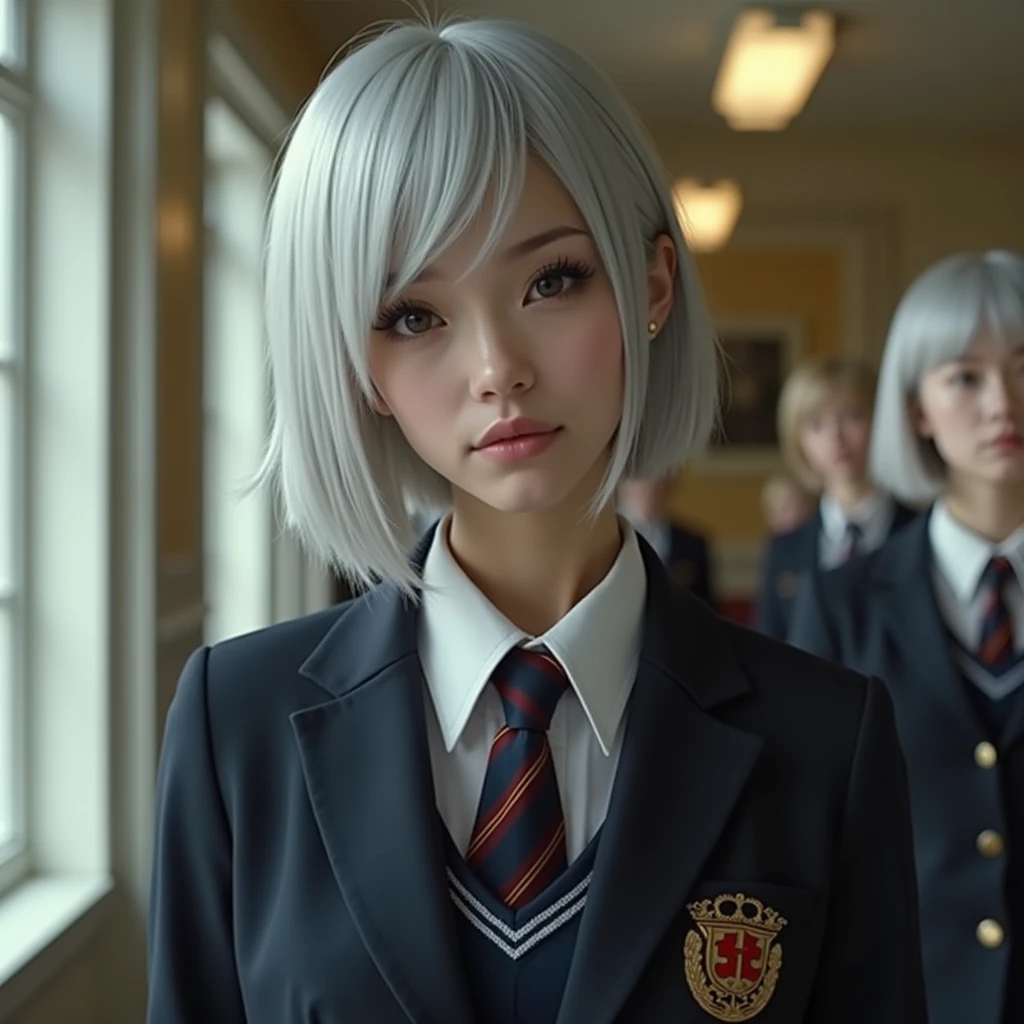 Female Big Tits Uniform Student Silver Hair Erotic Sexual Activity