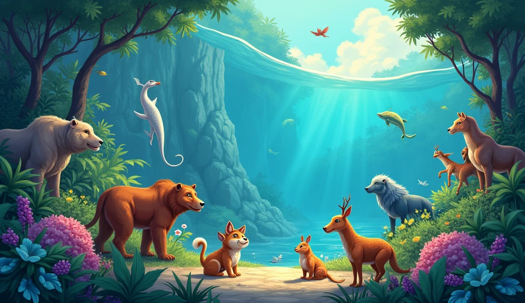 Animals, animals, big and small,
Let’s learn about them, one and all!
From the jungle to the deep blue sea,
So many creatures wild and free!