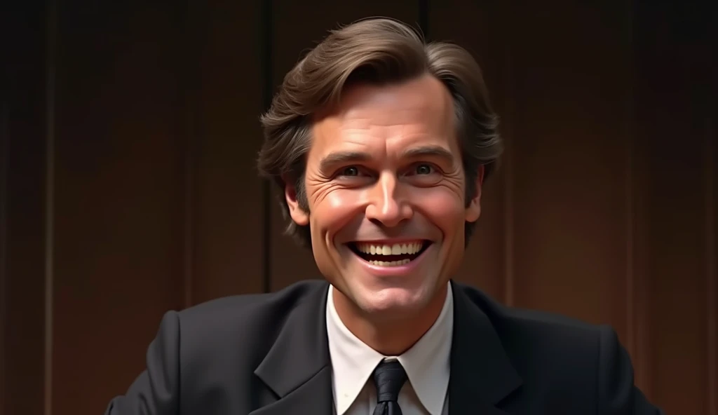 Retrato de um jovem Billy Graham, with brown hair and a neat cut. He is dressed in a dark suit and a tie, with an expression of enthusiasm and determination. The image captures her confident and dynamic posture, with a simple background that may suggest a church setting or a meeting stage. The lighting should highlight your youthful face and the energy it brings to your preaching..