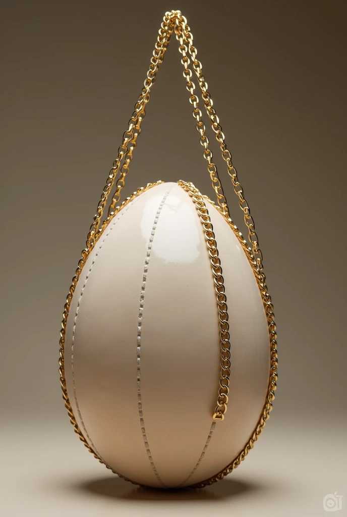 Create a fashion egg shell bag, the shell is the structure of the bags and make a golden chain strap, Make her more fashionable 