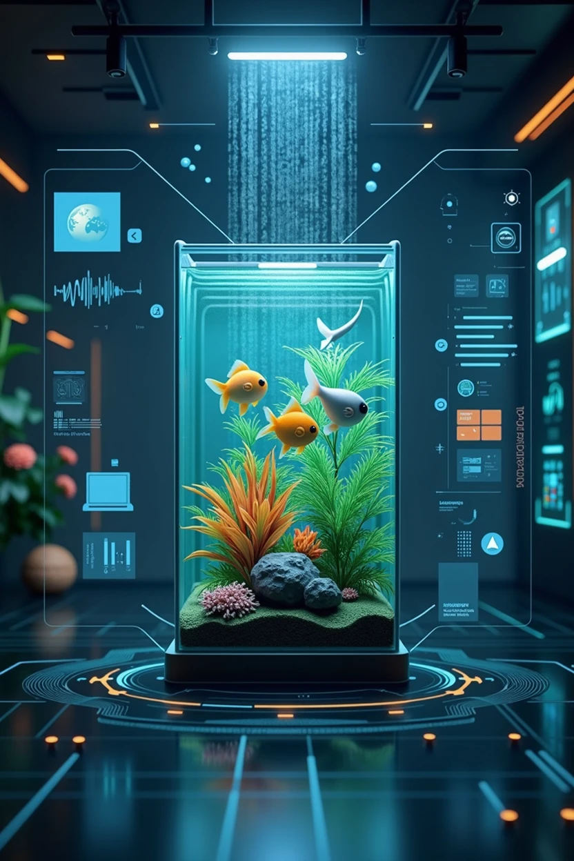 Technology，poster design，intelligent，machine，Fish Tank，Computer Management