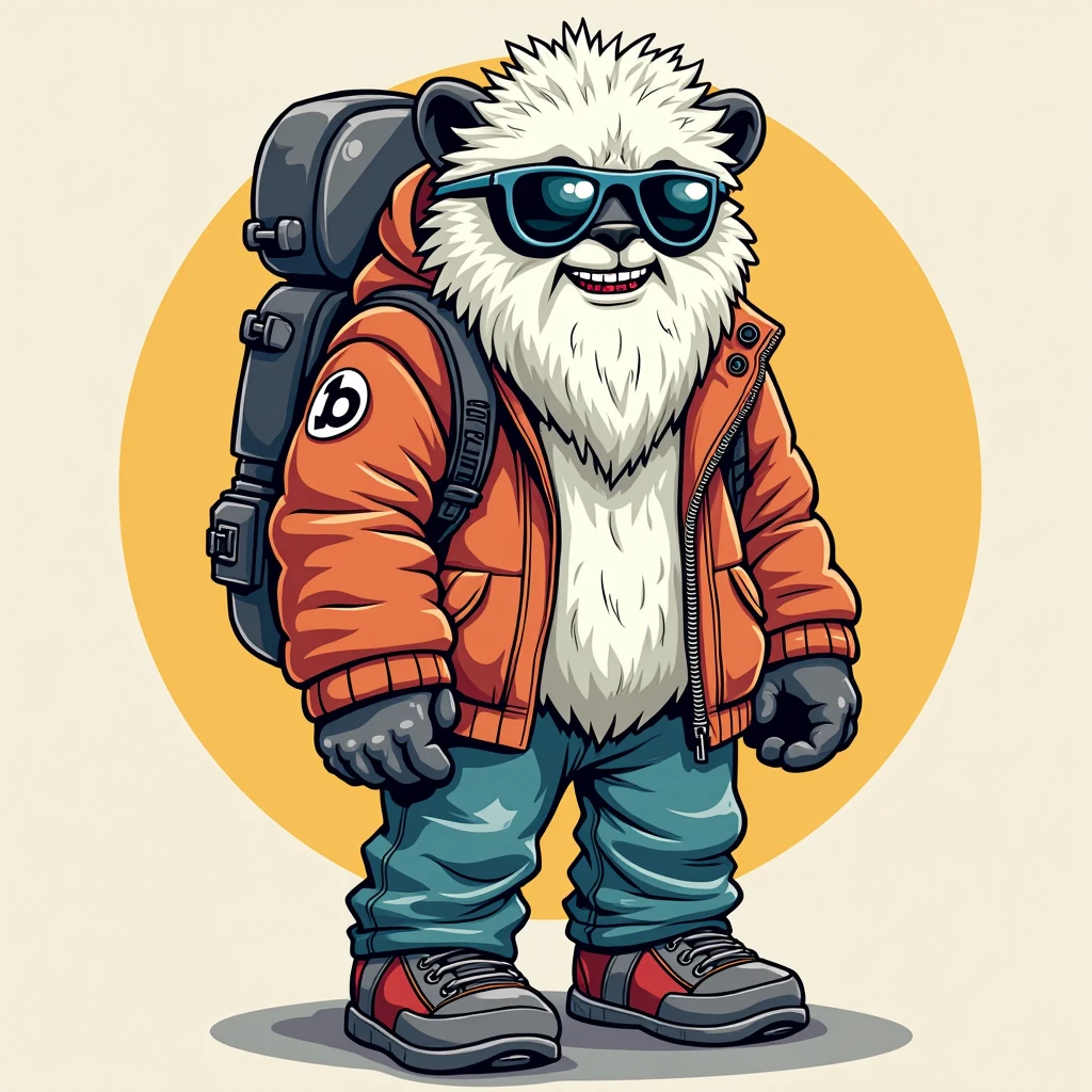 Can you draw an illustration of a Yeti with a street style aesthetic??I want a pop design that makes it look handsome.!