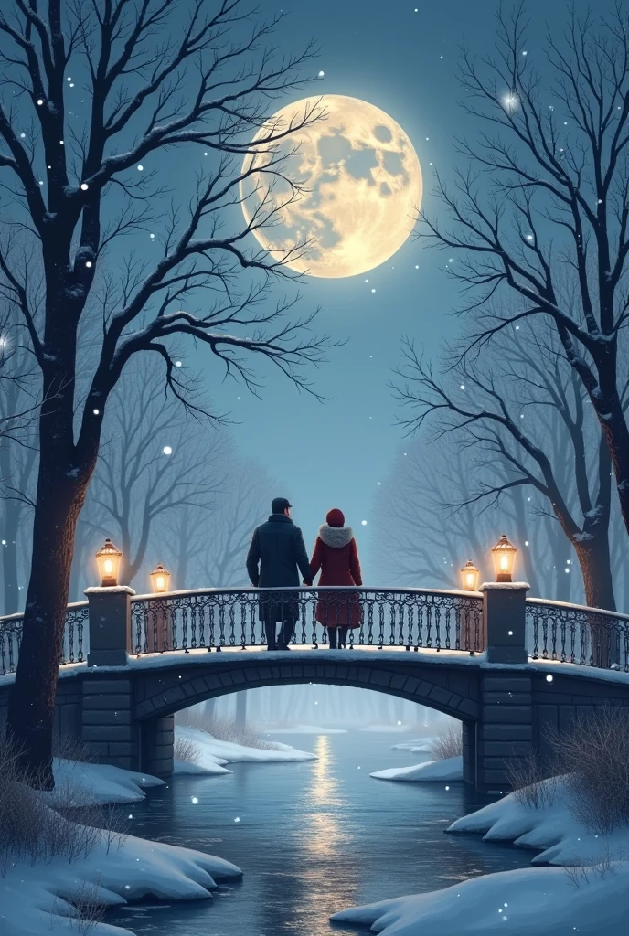 bridge on a white night like in Russia at the solstice with a couple
