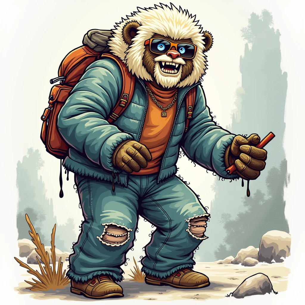 Can you draw an illustration of a Yeti with a street style aesthetic??Can be drawn in the style of American comics？