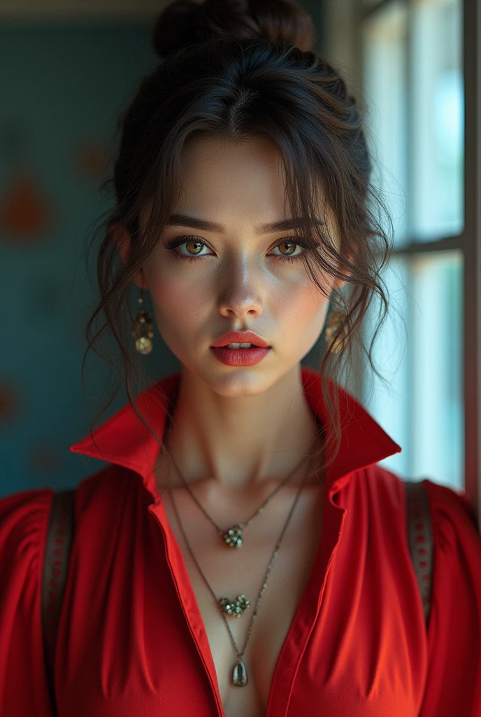 (Best Quality, 4K, 8K, High Resolution, Masterpiece: 1.2), (Super Detailed, Realistic, Photorealistic:1.37)A captivating young girl, donning a striking ensemble of red and blue, stands before a window with an air of toughness and determination. Her enchanting eyes are exquisitely detailed, capturing every glimmer and depth, while her lips boast a meticulous beauty that is both captivating and alluring. The level of detail extends to her entire face, each contour and feature meticulously rendered to perfection, creating a sense of hyper-realism that draws the viewer in. 

The girl's attire, reminiscent of oil painting art, is a work of art in itself. The fabric, skillfully crafted to resemble vibrant brushstrokes, adds a touch of dynamism to her overall appearance. It is a true reflection of the artist's talent, showcasing a mastery, (NSFW:1.5), Chignon hairstyle, beautiful nipples, 1 beautiful woman, photorealistic, ultra detailed, high resolution, 8K wallpaper, light brown hair, South Sea beach, sexy and bold swimsuit, cute big ass, sharp focus, perfect dynamic composition, realistic and finely drawn beautiful eyes, finely drawn hair, fine and realistic skin texture, smiling, close-up portrait, model body shape, (Representative Works: 1.3), (8k, photorealistic, raw photos, Highest image quality: 1.4), (30 years old mature woman),small face, beautiful face, (realistic face),no makeup、natural makeup、light makeup、 (Dark brown, short hair: 1.3), beautiful hairstyle, realistic eyes, beautiful detailed eyes, (Photorealistic skin), beautiful skin, (sweater),、Bust B Cup、 disorganized, Charm, 超High definition, Super realistic, High definition, golden ratio, FF Tifa、,sunny day beach background,