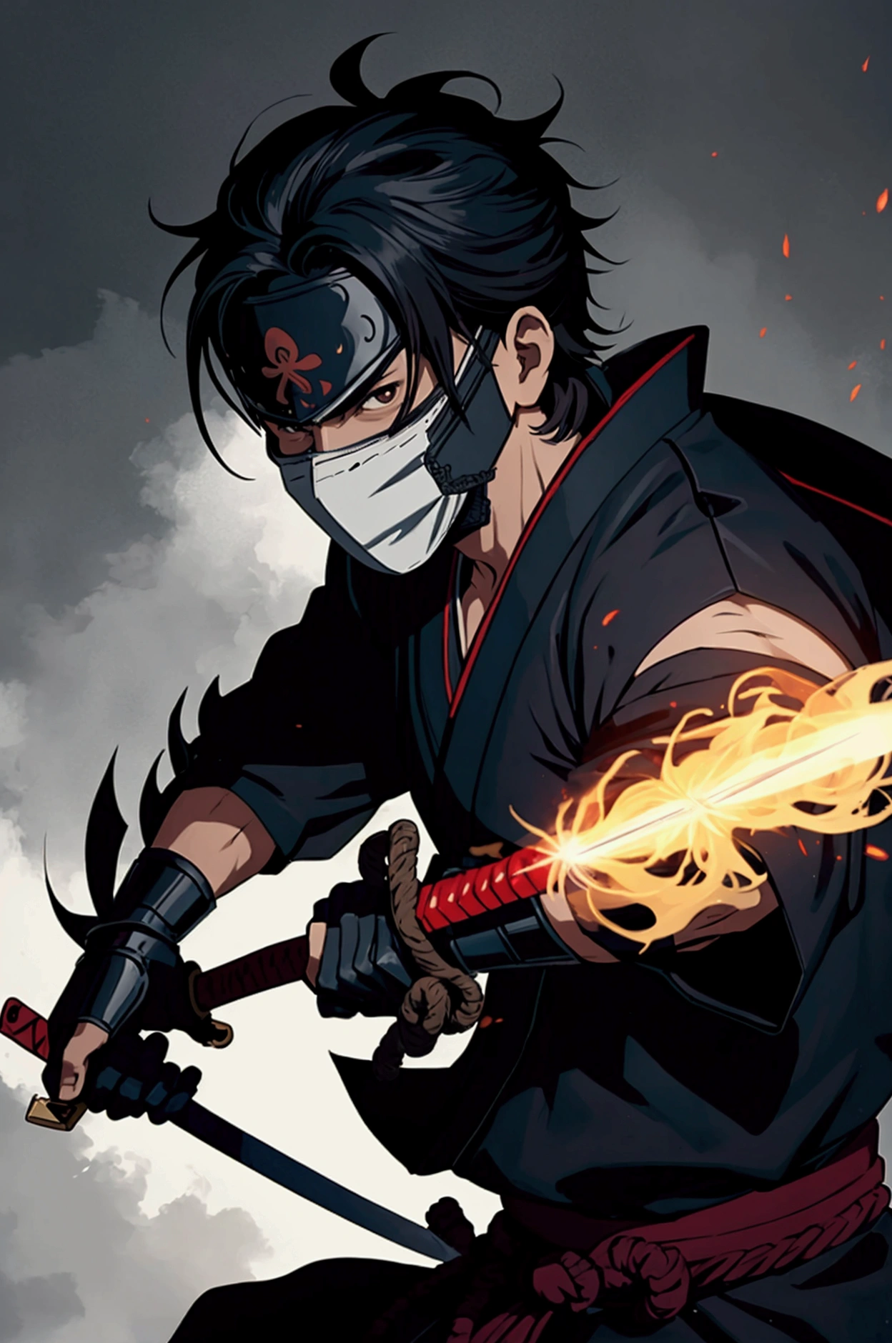 Goiano samurai with swords and supernatural powers and with a mask