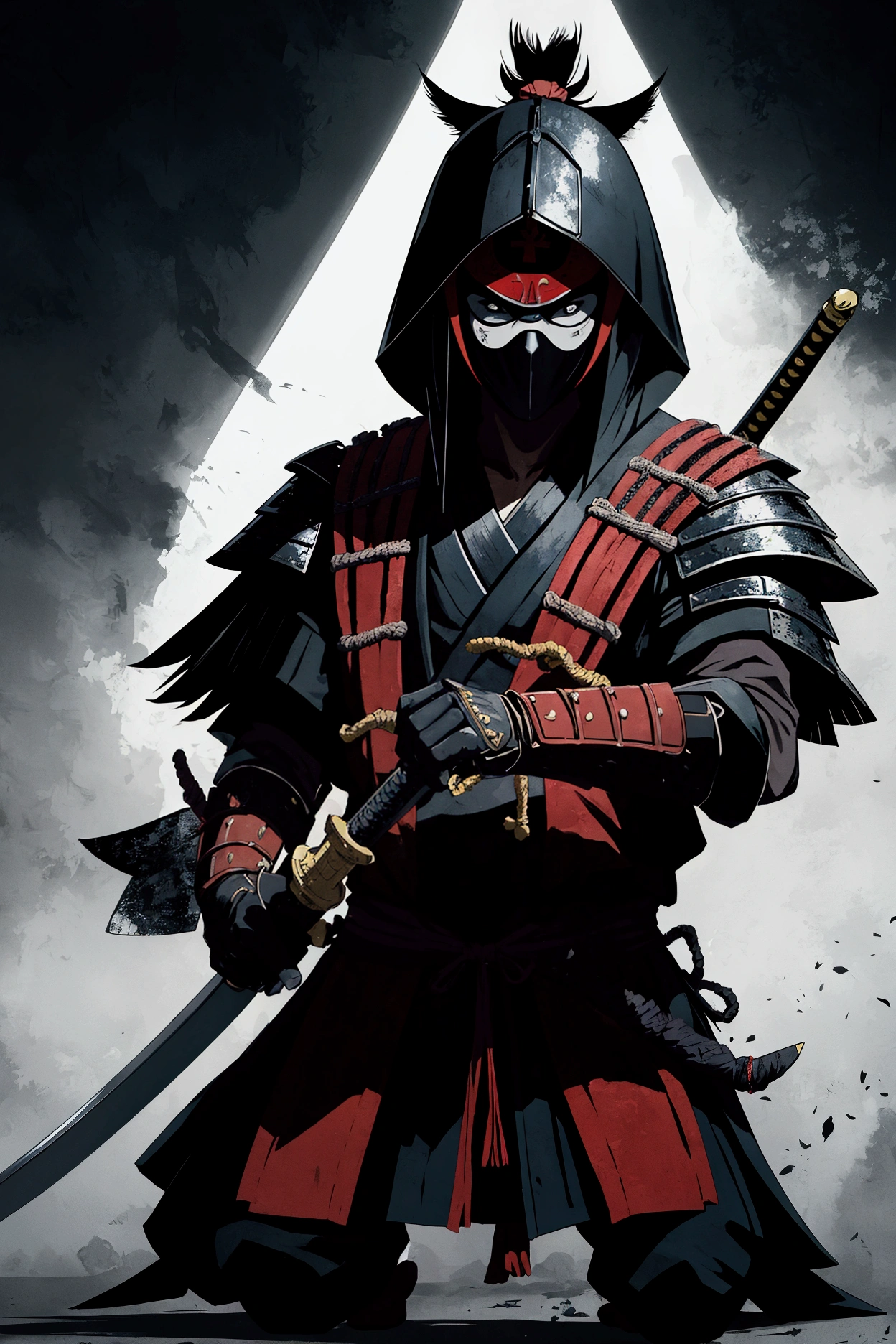 Goiano samurai with swords and supernatural powers and with a mask