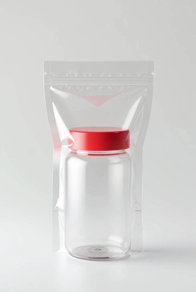 Plastic bag with a red-lidded jar inside