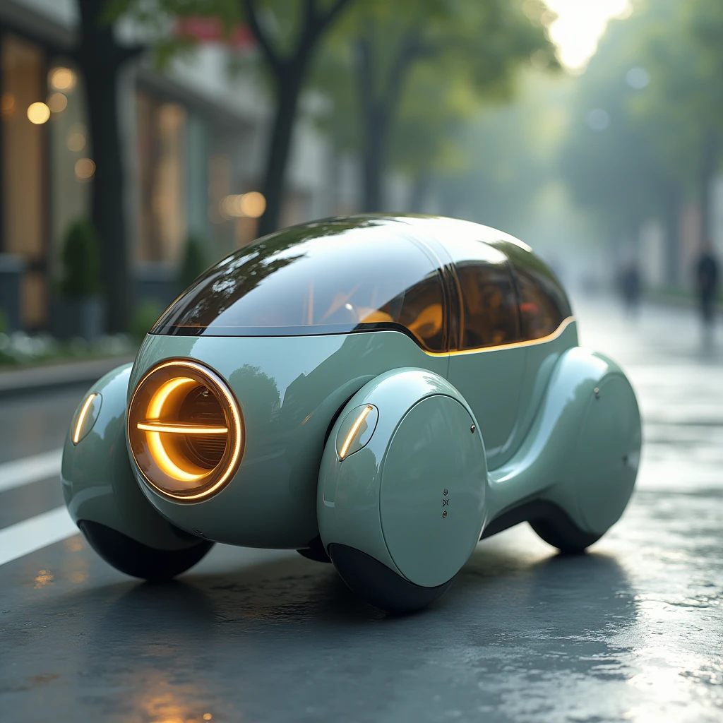 Design a car or bike based on the snail shape、Please draw each part in detail、Please design it so that it is specifically clear how a person drives.、Photorealistic concept art、(Highest quality, masterpiece, High resolution)、8k、wallpaper、