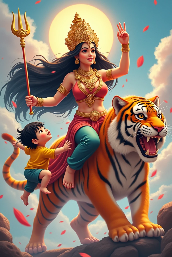 Ma durga playing with shinchan