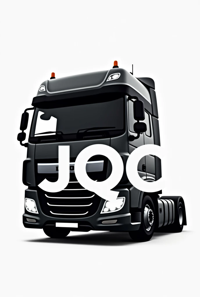 Create a company logo using the silhouette of a DAF truck with JQC written in front of it.