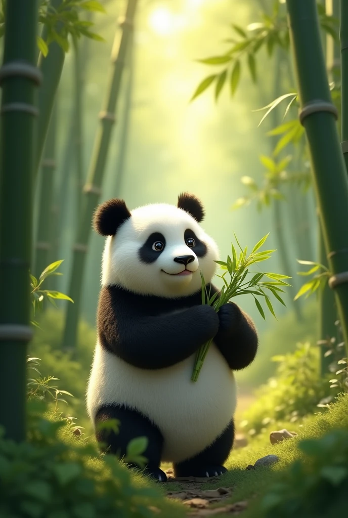 【Scene setting】:early morning,Sunlight shines through the lush bamboo forest,Sprinkled in the quiet valley。The camera slowly moves forward,Focus on the depths of a vibrant bamboo forest,This is the home of China's giant pandas。
【screen】:
(Soft natural sound,一只圆滚滚的大熊猫缓缓步入screen,It has soft black and white hair,There is a bit of laziness and curiosity in the eyes。The giant panda is named "Yuanyuan",She is a little star in this bamboo forest.。)
Narration(Warm and emotional):"In the Far East,There is a mysterious place surrounded by greenery,This is the paradise of the national treasure giant panda。today,Let's follow the footsteps of 'Yuanyuan',Explore its ordinary but fun-filled day。”
【action】:
Yuanyuan walked to a thick bamboo,With its chubby front paws, it gently holds the bamboo,As if picking the freshest section。With a "click" sound,The bamboo snapped,Sitting on the ground with feet rounded,Start enjoying its breakfast。It chews the bamboo flexibly.,Occasionally look up and gaze into the distance,Seems to be enjoying this quiet morning。
【Detailed description】:
Sunlight shines through the gaps in the bamboo leaves,Casting mottled light and shadow on Yuanyuan。Its face is filled with a happy expression,Every chew seems so enjoyable。around,A few small birds sing happily in the branches,Interweaving with the sound of Yuanyuan eating, it forms a natural symphony。
【Emotional sublimation】:
over time,Yuanyuan finished her breakfast,Start a leisurely stroll in the bamboo foresometimes stops,用鼻子嗅探around的气味,Sometimes rolling in the soft bamboo leaves,Enjoying the tranquility and。The camera slowly zooms out,The whole valley is surrounded by warm sunshine and vibrant greenery.,The roundness has become the most dynamic brushstroke in this beautiful painting.。
【end】:
(Background music gradually softens,screen定格在圆圆躺在竹林中,Close your eyes and rest。)
Narration:"In this ancient and mysterious land,The giant pandas, in their own unique way,Interpretation of life and beauty。Let us protect this gift from nature together,Let the giant panda’s homeland be forever full of vitality and hope。”
【Black screen,Subtitles rise】:“Protecting Giant Pandas,Protecting our green home。”