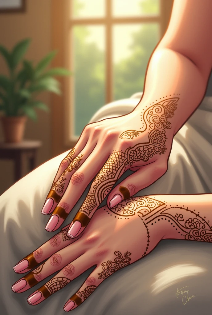 Drawing henna