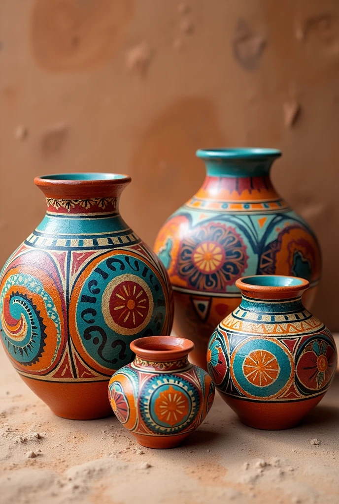 Create images of pot painting hard and beautiful pot with beautiful colours tribal art