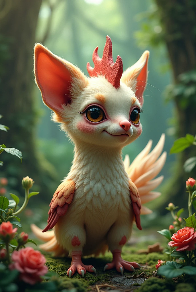 A mythical creature, from chicken, Parrot, kitty, rhinoceros and chihuahua