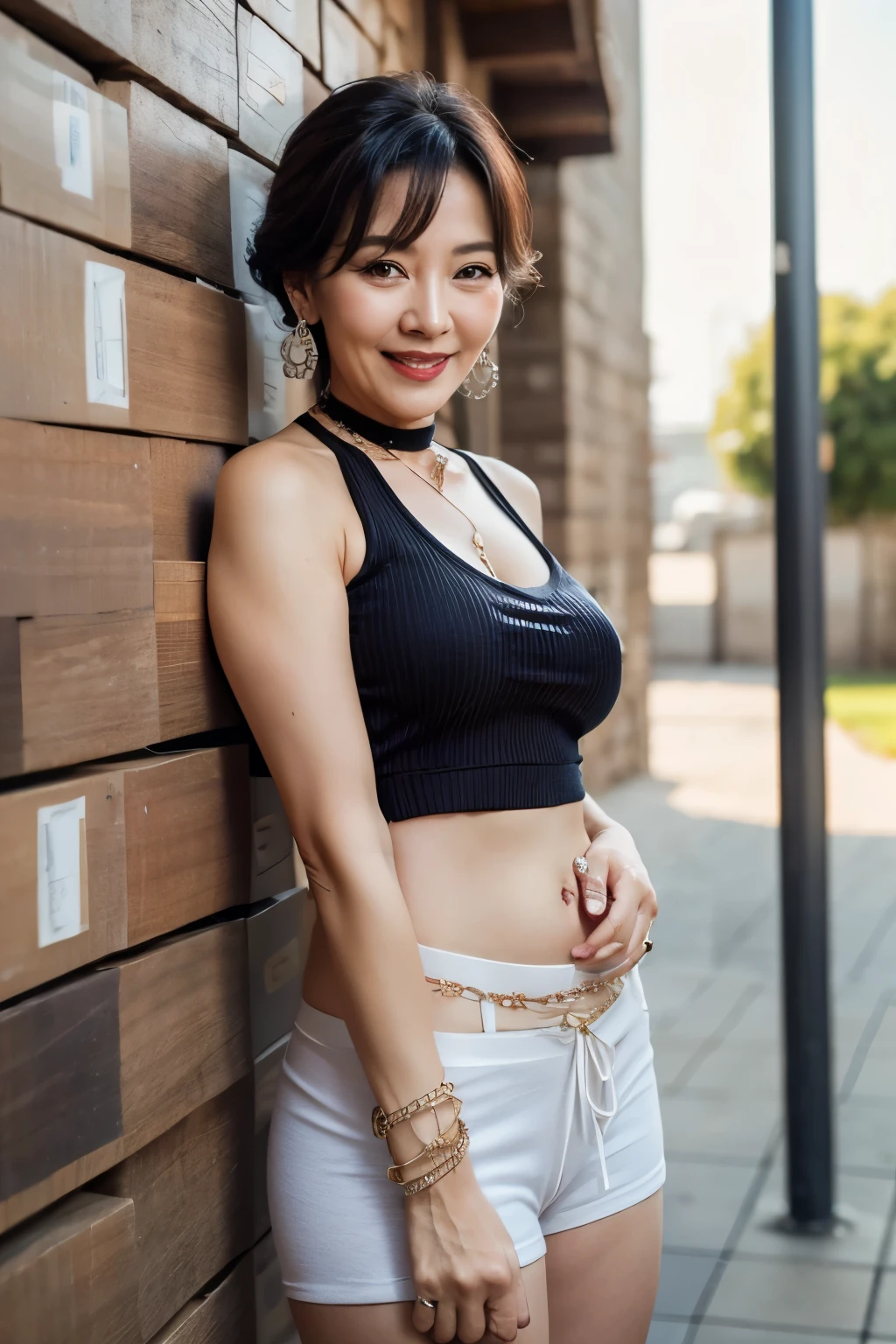 75 years old mom milf Korean, Lady large earring Big choker navel piercing decoration A bracelet Silver Hair realisitic Gorgeous Madame Beautiful Mature Woman sexly Smile Gentle woman navel piercing 4K High quality gorgeous madam beautiful mature woman