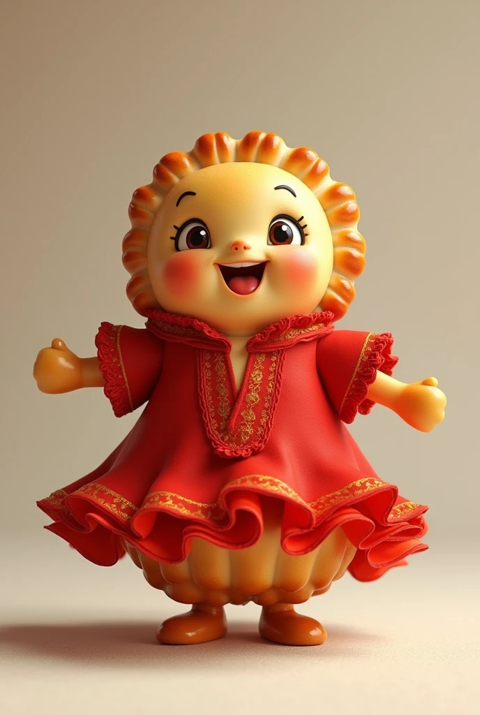 A picture of a mooncake wearing a flamenco jersey and smiling