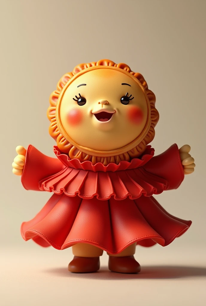 A picture of a mooncake wearing a flamenco jersey and smiling